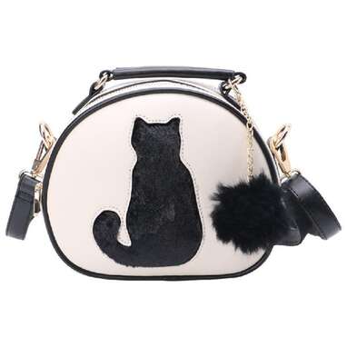 POOCHIE & CO Plush White Kitty Cat Pink Sequins Zipper Purse Fashion Hand  Bag | eBay